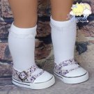 Mary Jane Buckle Sneakers Shoes Purple Little Flowers for 18" American Girl Doll