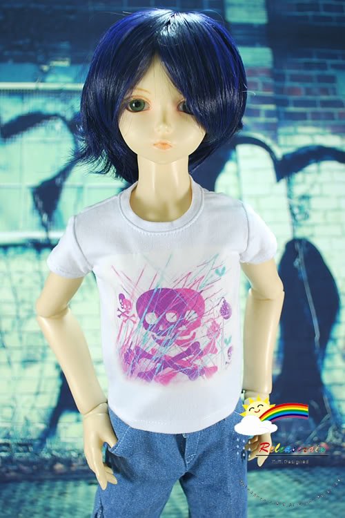 SD13 Boy Dollfie Doll Outfit White Tee Skull Graffiti