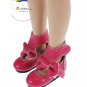 Releaserain Doll Shoes Mary Jane Bow Boots Shoes Fuchsia Pink FIT For 12" Marley