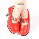 Releaserain Doll Shoes Metal Holes Strap Heel Mary Jane Red FIT 17" DeeAnna