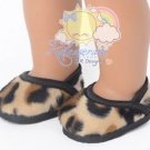 Faux Fur Black Rim Camel/Brown Leopard Pumps Shoes for 18" American Girl dolls