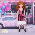 OOAK Doll Clothes Outfit Fuchsia/Black Sequins Beads Dress #3 for Ellowyne Wilde