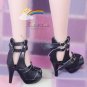 Releaserain Doll Shoes Straps Studs Sandals Black FIT 22" American Model Dolls