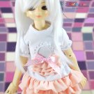 MSD Dollfie Doll Outfit White/Pink Ruffle Top & Skirt