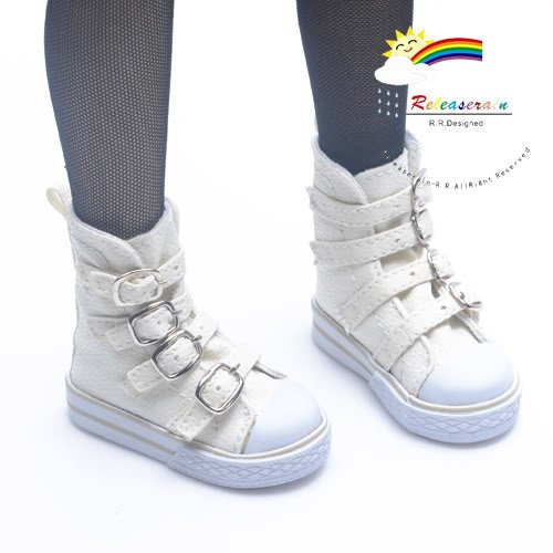 Buckles Ankle Leather Sneakers Boots Shoes Ivory for SD Dollfie dolls