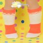 Orange/Ivory Wide Stripes Cotton Lace Trim Socks for 18" American Girl dolls