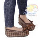 Ballet Ribbon Pumps Shoes Chocolate Brown Plaid for 14" Kish/17" Goodreau BJD