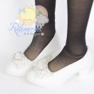 Heart Rhinestone Bow Low Heel Pumps Shoes White for SD Girl Dollfie BJD dolls