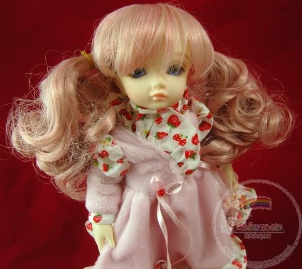 Unoa Yo-SD Dollfie Pink Blonde Curly Pigtails 6-7 Wig