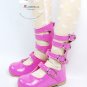 SD Dollfie 4-Strap Mary Jane Shoes Boots Patent Hot Pink