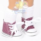 Cons Canvas Sneakers Shoes Boots Wine/Polka Dots for 18" American Girl dolls