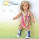 Doll Clothes Abstract Rainbow Bamboo Satin Dress for 18" American Girl Dolls