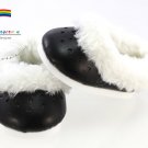 Leather Heart Fur Clogs Shoes Black for American Girl