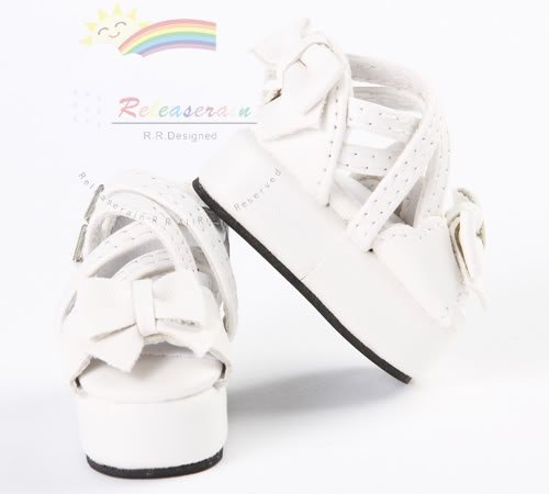 Lolita Bow Straps Platform Sandals Shoes White for Yo-SD Dollfie/12" Kish dolls
