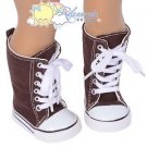 Doll Shoes Knee High Lace-Up Sneakers Boots Chocolate for 18" American Girl Doll