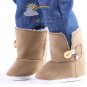 Faux Suede Fur Winter Button Snow Boots Shoes Tan for 18" American Girl dolls