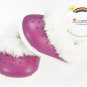 Leather Heart Fur Clogs Shoes Fuchsia for American Girl