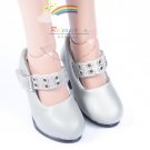 Releaserain Doll Shoes Metal Holes Strap Heel Mary Jane Grey FIT 17" DeeAnna