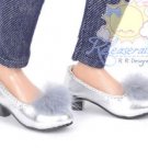 Grey Mink Fluffy Silver Pumps MSD BJD Dollfie Shoes for Unoa/14" Kish/Minifee