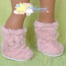 Doll Shoes Fluffy Fuzzy Faux Fur Boots Shaggy Dusty Pink for 18" American Girl