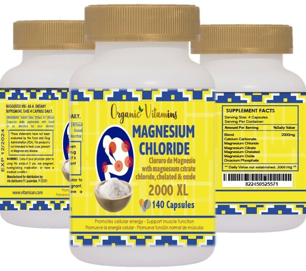 Magnesium complex 140 capsules oxide chloride citrate Chelated