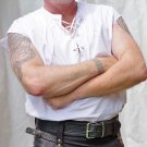 3XL Size Sleeveless White Jacobean Jacobite Ghillie Kilt Shirt for Men with Expedite Shipping
