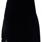 Scottish Plain Black Tartan 8 Yard Kilt For Men 32 Waist Size Traditional Tartan Kilt
