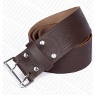 Medieval Knot Embossed Brown Leather Double Prong Kilt Belt 36 in Waist Size