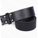 40 in Waist Size Thistle Embossed Black Leather Double Prong Kilt Belt