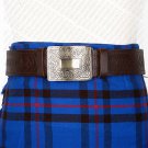 34 in Waist Size Genuine Brown Leather Scottish Kilt Belt | Masonic Badge Embossed Traditional Belt