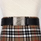 Genuine Black Leather Scottish Kilt Belt 44 in Waist Size | Medieval knot Embossed Traditional Belt
