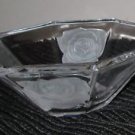 OCTAGON TAPERED CLEAR CRYSTAL GLASS BOWL CANDY DISH ROSES