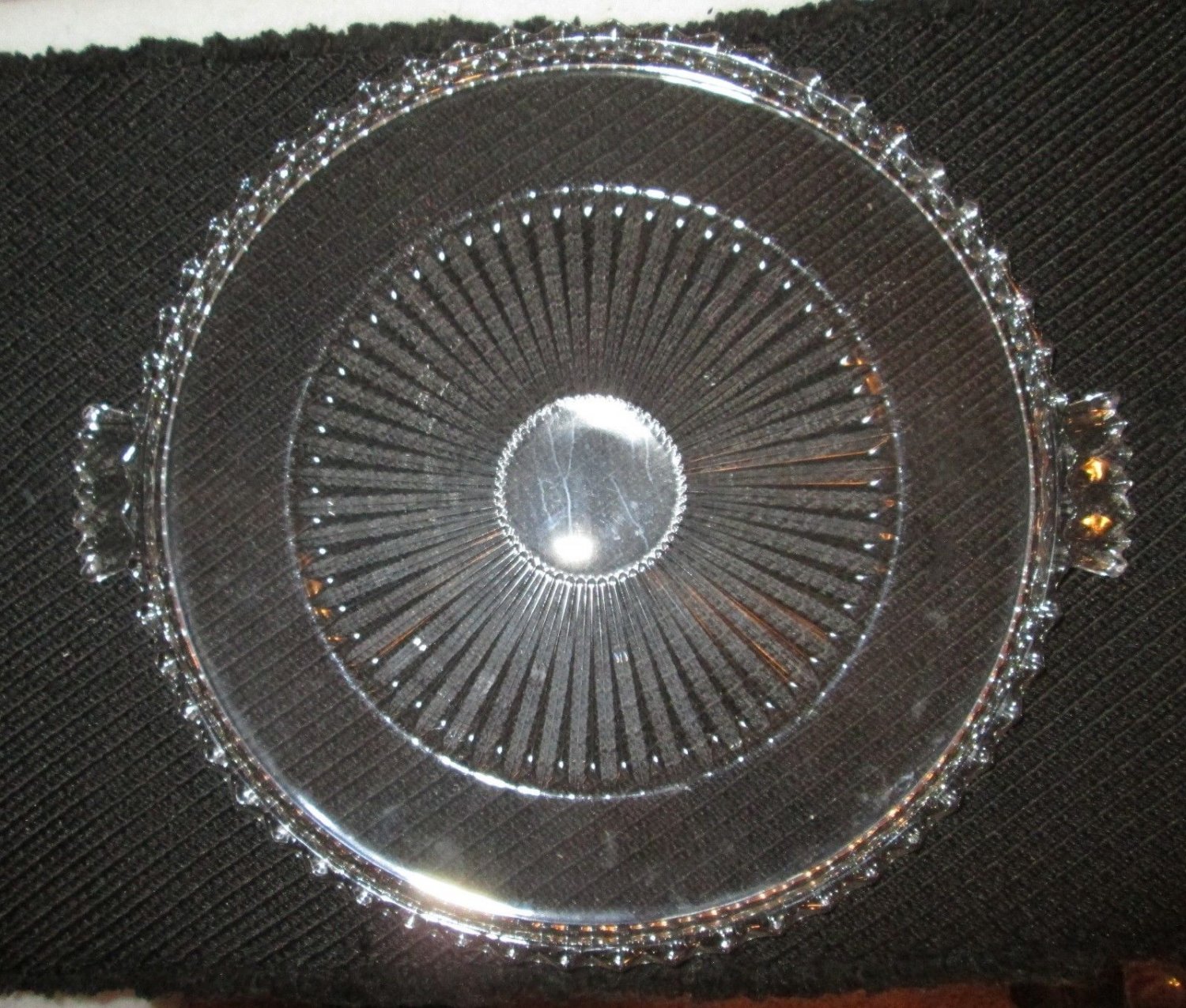 LEAD CRYSTAL SERVING TRAY CAKE PLATE LEAD CRYSTAL HANDLES