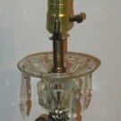 Antique Brass Cherub & Crystal Table Lamp with Brass & Marble Base