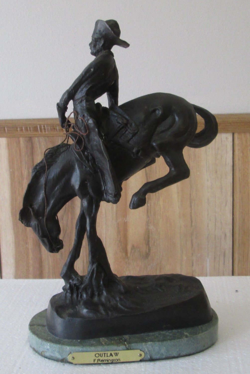 FREDERICK REMINGTON "Outlaw" Statue of Wrangling Cowboy Signed Bronze