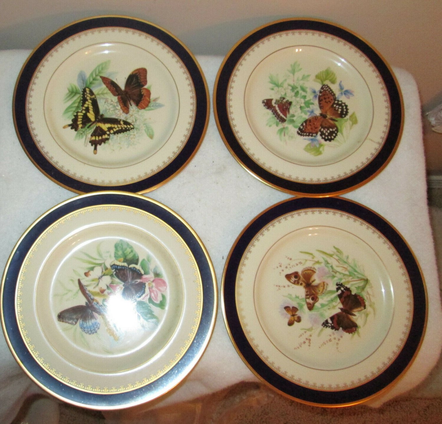 PICKARD HAND DECORATED 8.25" BUTTERFLY PLATES