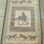22" X 30" DYNASTY COLLECTION BROWN RUG WESTERN HORSES RIDERS RUNNER MADE TURKEY