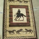 32" X 48" DYNASTY COLLECTION BROWN RUG WESTERN HORSES RIDERS RUNNER MADE TURKEY