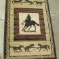 32" X 48" DYNASTY COLLECTION BROWN RUG WESTERN HORSES RIDERS RUNNER MADE TURKEY