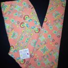 LuLaRoe FLOWERS & VINE Leggings RARE Tall & Curvy Blue Floral BULBS Yoga NWT TC