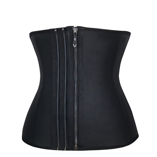 Waist Training Corsets Bustiers Women Latex Waist Trainer Slimming Black 3 Zipper Boned Corset