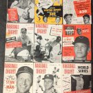 Lot 9 Issues Vintage 1957 Baseball Digest Magazine, Complete Year. Nice!