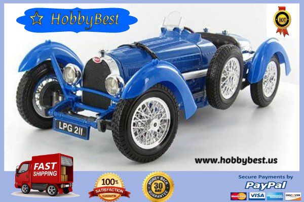 1934 Bugatti Type 59 Blue Race Car Bburago Model 1/18 Scale Diecast Vehicle
