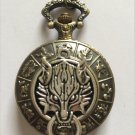 Personalized Quartz Bronze Wolf Pocket Watch Necklace 12 Constellations Steam Punk