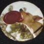 Yellow dog catching a frisbee photo on a badge, pin D 0009