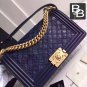 NEW Authentic Chanel Le Boy Medium Size Black Flap Bag with GoldBronze Hardware NIB
