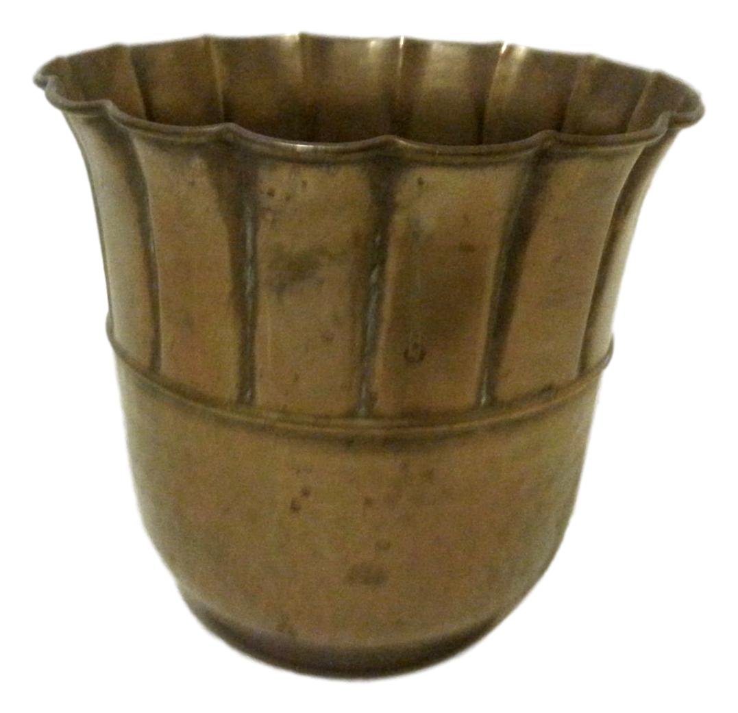 Vintage Fluted Top Brass Vase Unpolished (Used)