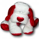 White Dog With Red Heart Noise, Ears and Spots Paws.