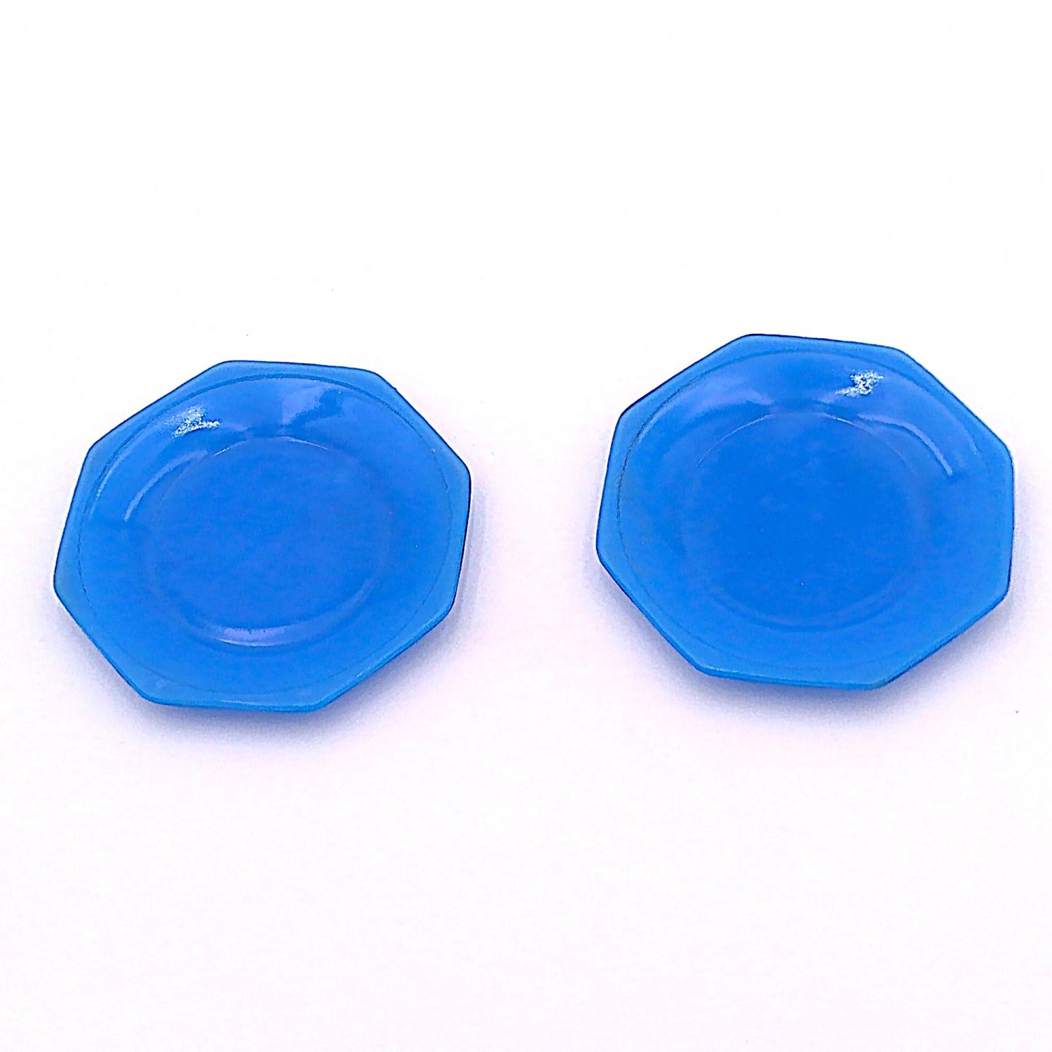 2 Blue Saucer  Dish  Ware with Round Design Vintage 1960