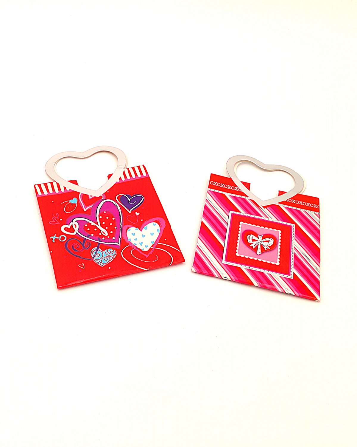Sliver Colored Heart Shape Handles Gift Bags
